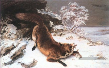  Gustav Peintre - Le renard dans la neige réalisme réalisme peintre Gustave Courbet